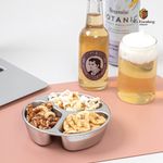 [M.v.Eisenberg] Glantz Stainless Steel Divided Plate – 3-Compartment, 304 Stainless Steel, Durable & Hygienic, High Partitions for Mess-Free Meals - Made in KOREA